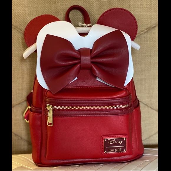 loungefly disney minnie mouse red ears mini backpack